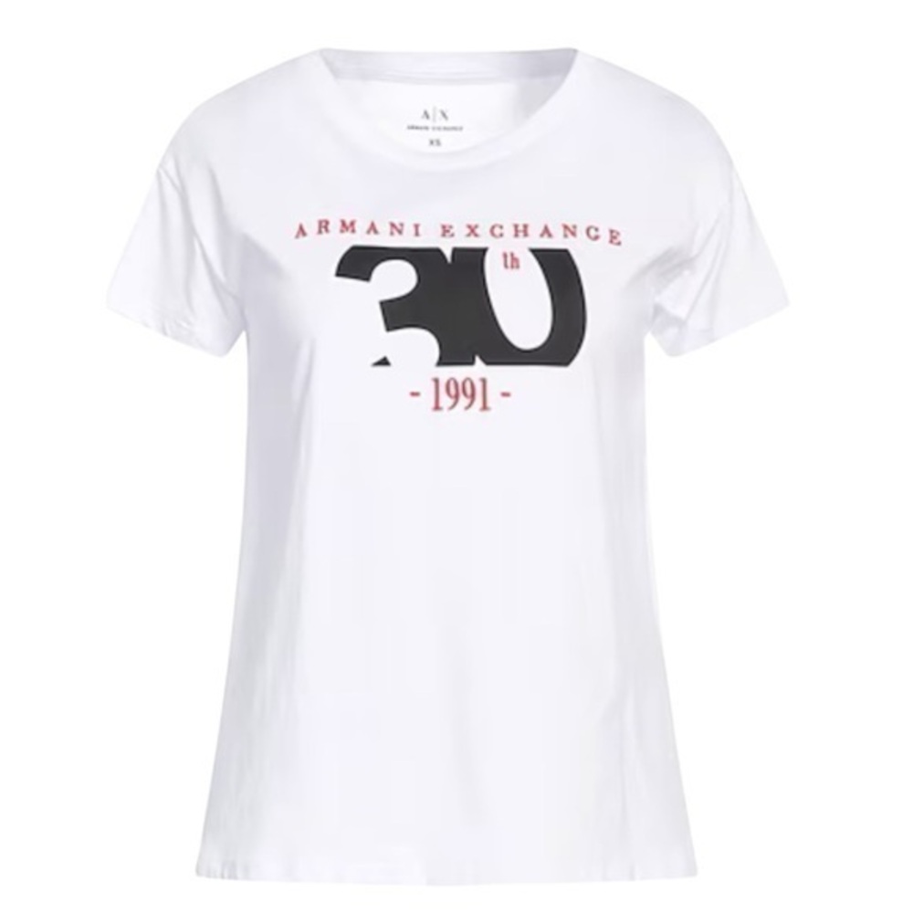 Armani Exchange A/X Womens Logo Short‎ Sleeve T-Shirt Size XS White Black NEW